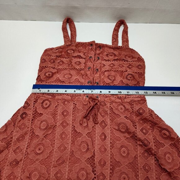 Aeropostale Rose Corset Detail Mini Dress Floral Lace Fit & Flare Medium Size - Picture 7 of 8